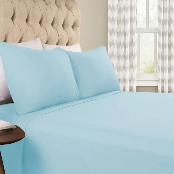 Superior Cotton Flannel Solid Sheet Set King Light Blue