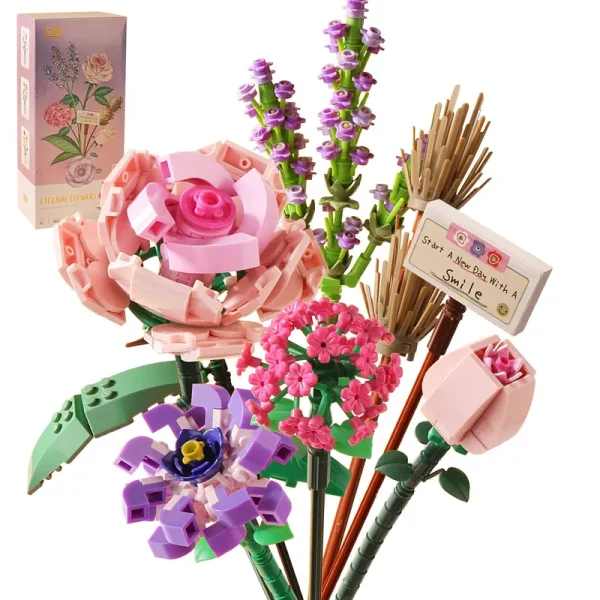 ZIYOSTAR Mini Bricks Flower Bouquet Building Sets, Artificial Flowers, DIY Unique Decoration Home, 547 Pieces Botanical Collection for Ages 8-12 Yrs