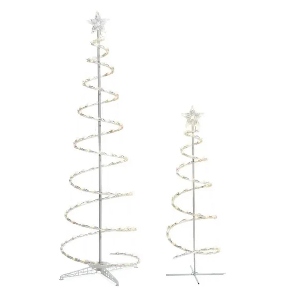 2-LED Lighted Spiral Christmas Tree Set Outdoor Lighted Holiday Decor