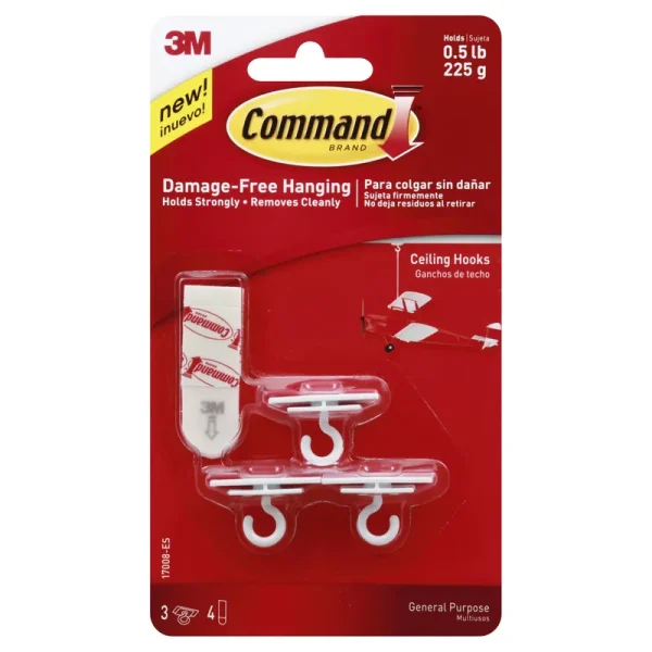 3M Command Ceiling Hooks - Set of 3
