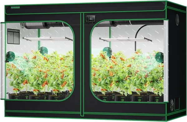 VIVOSUN S105 10x5 Grow Tent, 120"x60"x80" High Reflective Mylar with Observation Window and Floor Tray for Hydroponics Indoor Plant for VSF6450