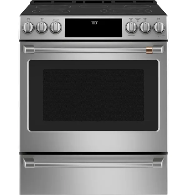 Cafe 30" Smart Slide-In, Front-Control, Radiant and Convection Range Stainless Steel