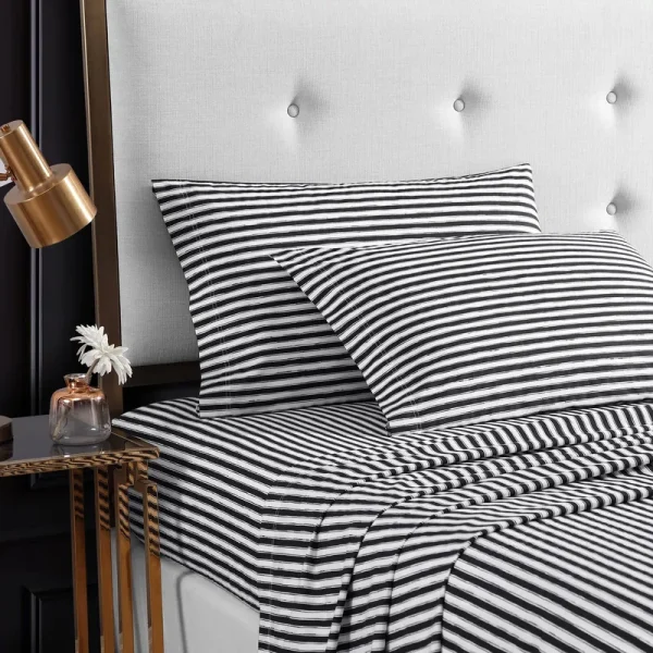 Betsey Johnson Sketchy Stripe Cotton Percale White Twin Sheet Set