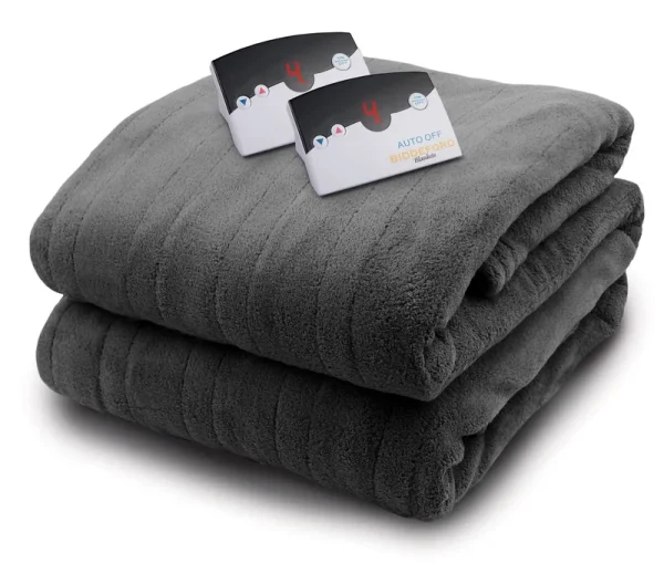 Biddeford 2033-905291-902 Microplush Electric Heated Blanket Queen Grey