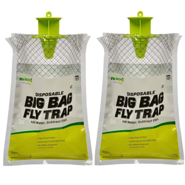 Rescue! Big Bag Fly Trap - Disposable, Outdoor Use - 2 Traps