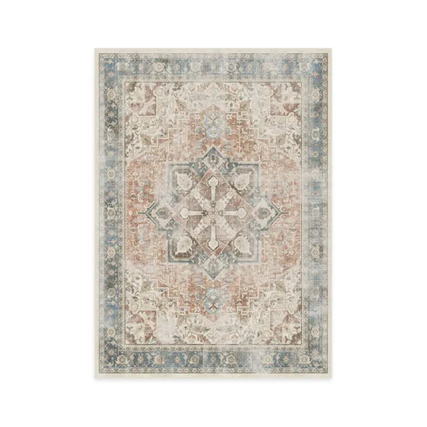 Ruggable Kamran Washable Vintage Persian Area Rug - Coral 5'x7' (Standard Pad)