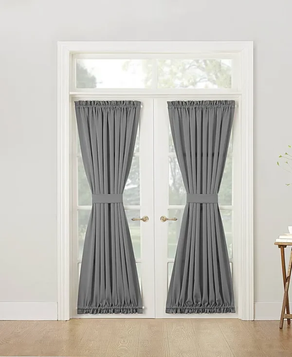 Sun Zero Gramercy Room Darkening Door Curtain Panel, Gray