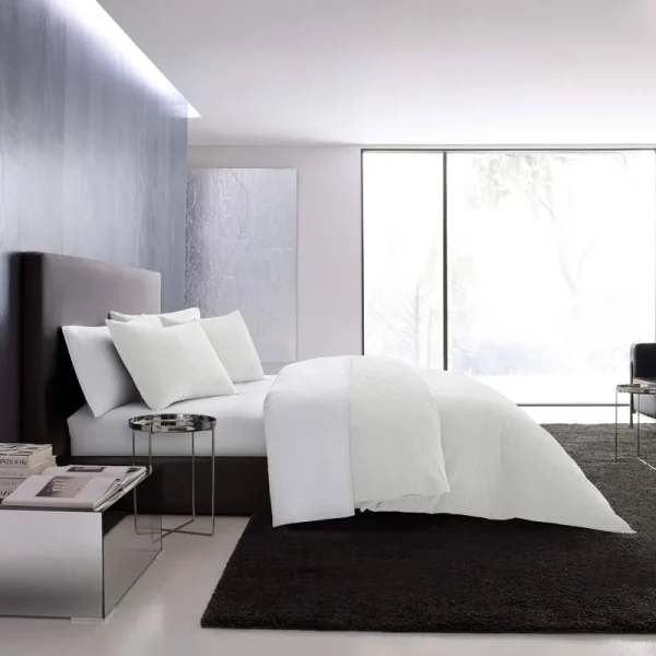 Vera Wang Waffle Pique Duvet Cover Set, Queen - White