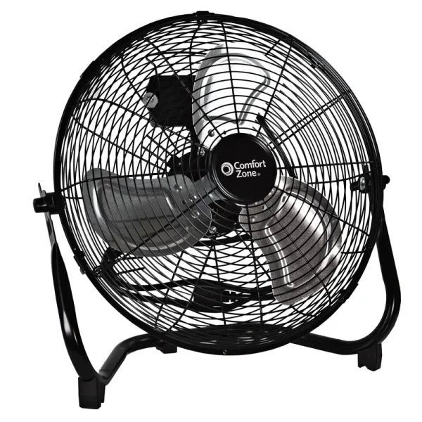 Comfort Zone 14" 3-Speed High-Velocity Floor Fan, Black