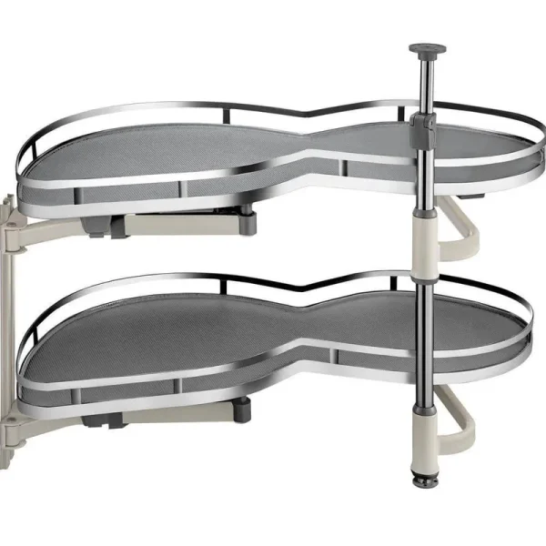 VEVOR Swing Left Blind Corner Cabinet Pull Out for 36 in. Cabinet 2 Tier Swing Tray Soft Close Cloud Blind Kitchen Cabinet, Silver