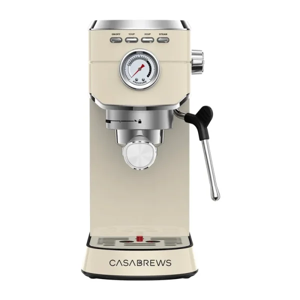 Casabrews Compact 20-Bar Espresso Machine with Stainless Steel Milk Frother Yellow