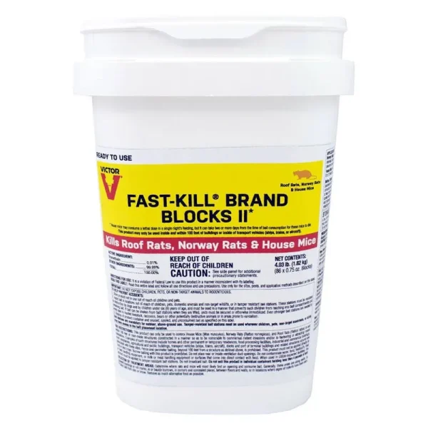 Victor Fast-Kill Brand Blocks II Toxic Rodenticide Bait Blocks for Mice and Rats 4 Pound