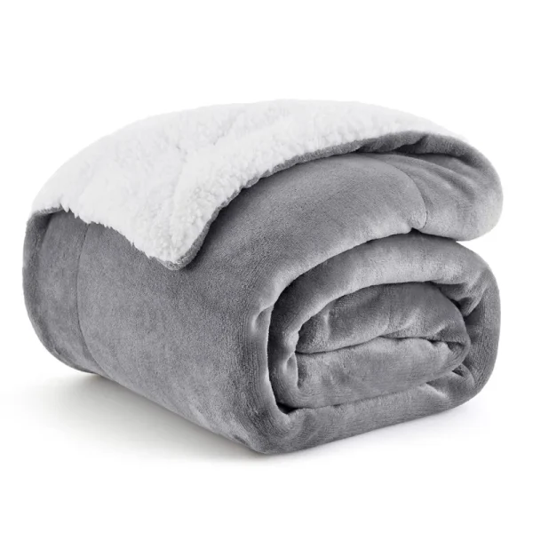 Bedsure Sherpa Fleece Throw Blanket for Couch - Grey Thick Fuzzy Warm Soft Blankets and Throws for Sofa 50x60 Inches