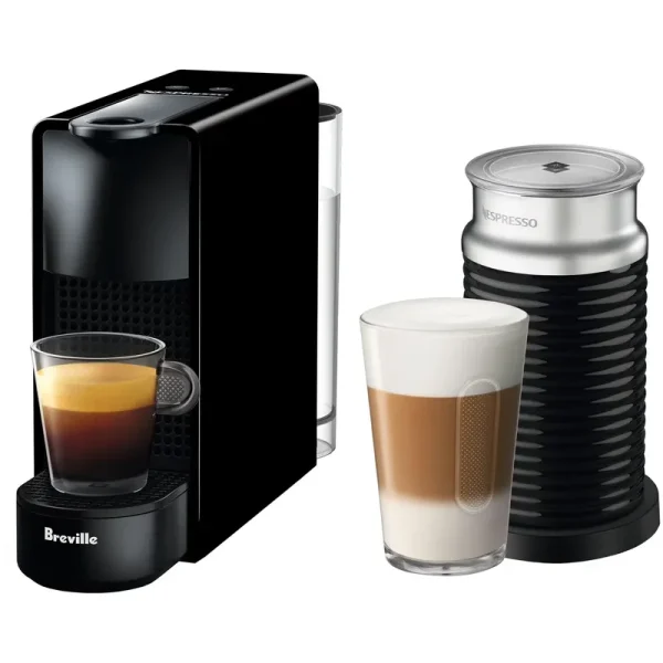 Breville New Nespresso Essenza Mini Single - Serve Machine Aeroccino Milk Frothier, Black