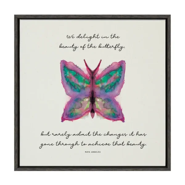 Kate and Laurel Sylvie The Growth of The Inner Being Linen Textured Framed Canvas Wall Art by Mentoring Positives, 22x22 Dark Gray, Motivational Art