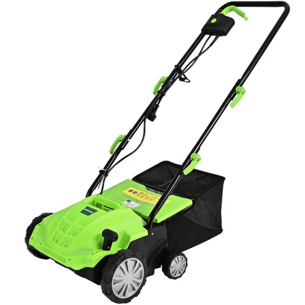 IRONMAX 12Amp Corded Scarifier 13" Electric Lawn Dethatcher - Green