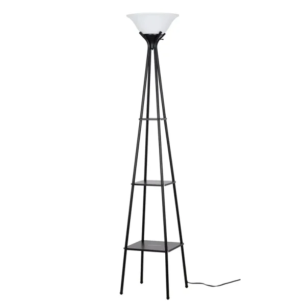 Mainstays 69" Metal Etagere Floor Lamp, Charcoal Finish