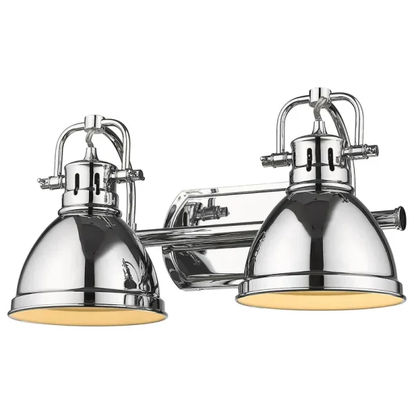 Golden Lighting Duncan 2 Light Bath Vanity, Chrome Chrome