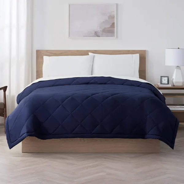 Serta Supersoft Washed Cooling Blanket - Navy - King