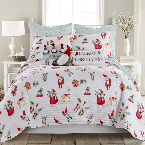 Gnome for The Holidays White King Quilt - Levtex Home
