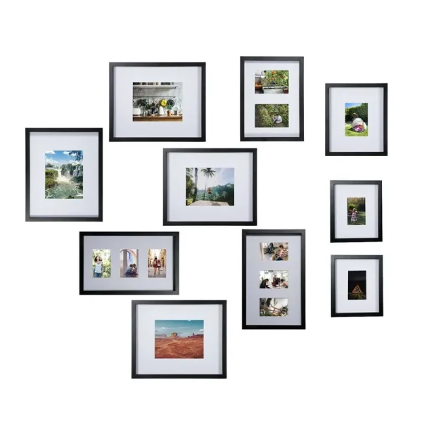 Martha Stewart 10 Piece Assorted Size Picture Frame Set in Black