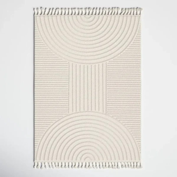 Kristo Ahsaad Moroccan Machine Woven Cream Area Rug Joss & Main Rug Size: Rectangle 5'3" x 7'