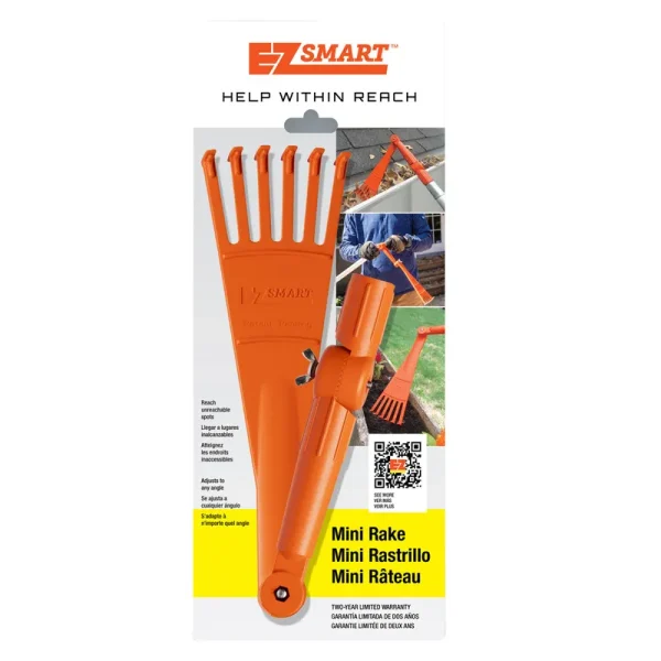 EZ Smart Mini Rake, Great for Removing Leaves and Branches from Roofs, Gutters and Other Out-of-reach Areas Where Debris accumulates.