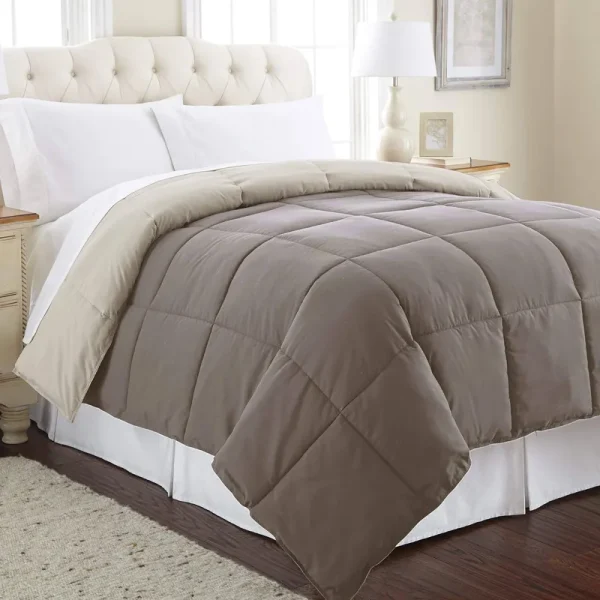 Down Alternative Reversible Comforter Stone/Champagne Twin