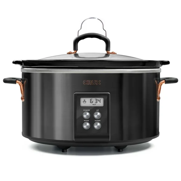 Crux 14681-SN 6 Quart Programmable Slow Cooker with Timer, Black