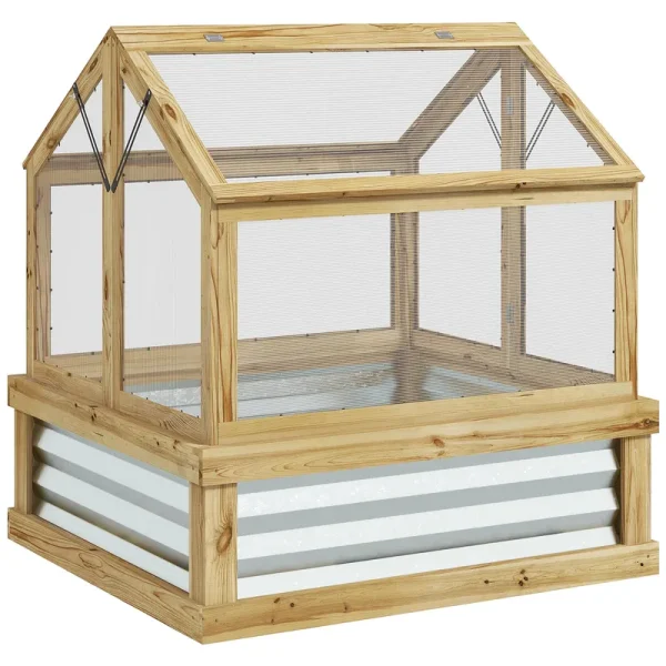 Outsunny Raised Garden Bed with Polycarbonate Greenhouse | Mathis Home