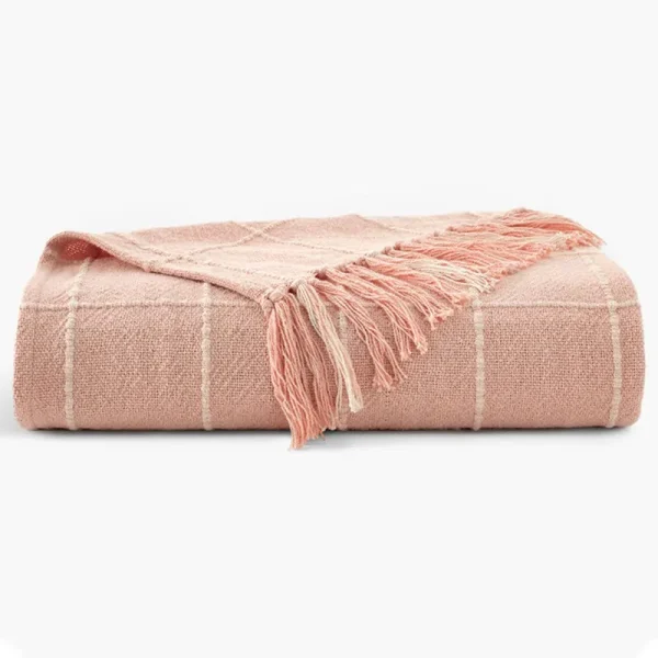 Truly Soft Windowpane Organic Throw Blanket - Blush