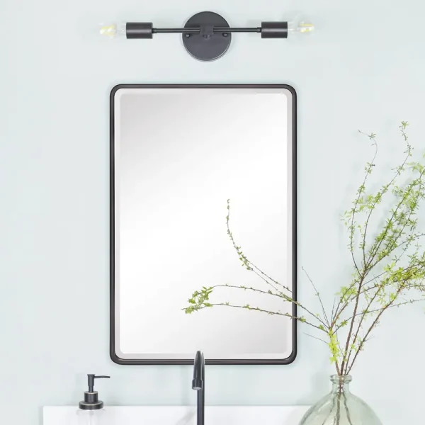 Farmhouse Recessed Metal Bathroom Medicine Cabinets with Mirror 24 inch x 16 inch - Black, Size: 24 x 16 - Black