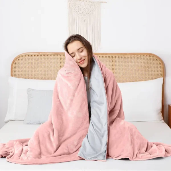 Crystal Reversible 15lbs Weighted Blanket with Removable Cover Soft Pink - DreamLab