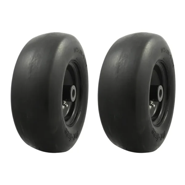 Marastar 00232-2pk Universal Fit Flat Free 11x4.00-5 Lawnmower Tire Assembly, Black