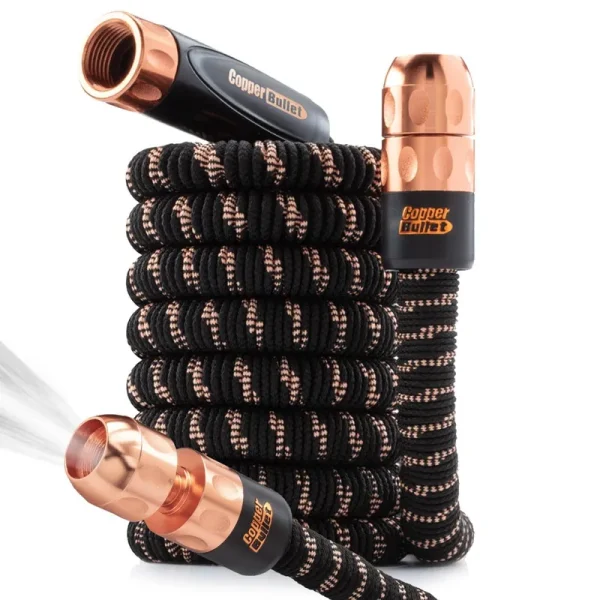 Pocket Hose Copper Bullet As-seen-on-tv Expands to 25 ft Removable Turbo Shot Multi-Pattern Nozzle 650psi 3/4 in Solid Copper An