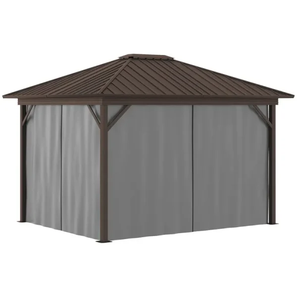 12 ft. W x 9 ft. D Metal Patio Gazebo Outsunny