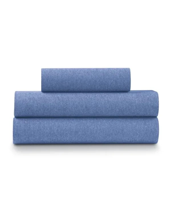 Ella Jayne Soft Heather Jersey Knit 3 Piece Sheet Set, Twin XL - Blue