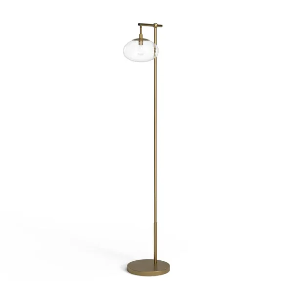 Nula 67.75" Arched Floor Lamp Joss & Main Base Finish: Brushed Brass, Shade Color: Seeded