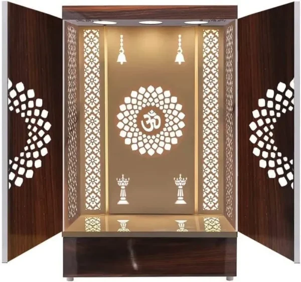 Customized Wooden Cabinet Desginer Mandir with LED / Mandir for Home & Office / Temple for Home / Pooja Ghar / Mandir with Lights /Storage
