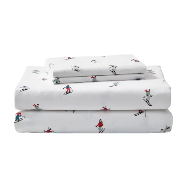 Eddie Bauer Ski Slope Flannel Sheet Set, Twin, Cotton