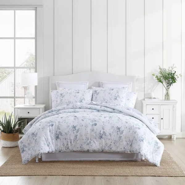 Laura Ashley Belinda Comforter Set, Blue, Twin XL