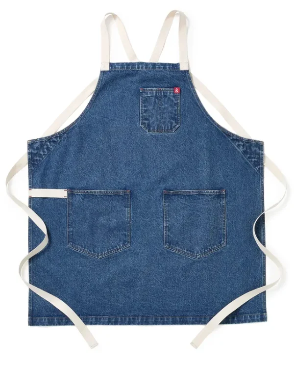 Hedley & Bennett Georgia Blue Crossback Apron - Professional Chef Apron with Pockets and Cross-Back Straps for Cooking & Grilling - Kitchen Aprons