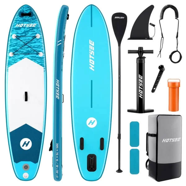 Hotsee 10' Inflatable Stand up Paddle Board 6'' Thick SUP Paddle Board with Accessories for Fishing, Non - Slip Deck, Double Action Pump