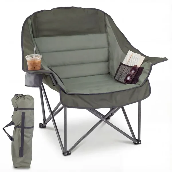 Tangkula Camping Chair | Portable Oversized Outdoor Folding Camp Chair with Padded Seat
