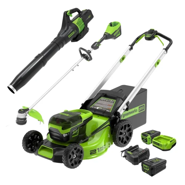 60V Cordless Battery 21" Mower�S? 16" String Trimmer 450 CFM Blower Co ,