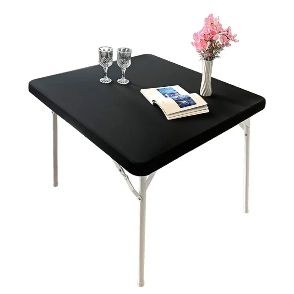 Monibana Cocktail Fitted Spandex Stretch Square Table Covers Caps Elastic Square Tablecloth Black Table Topper 36x36 inch