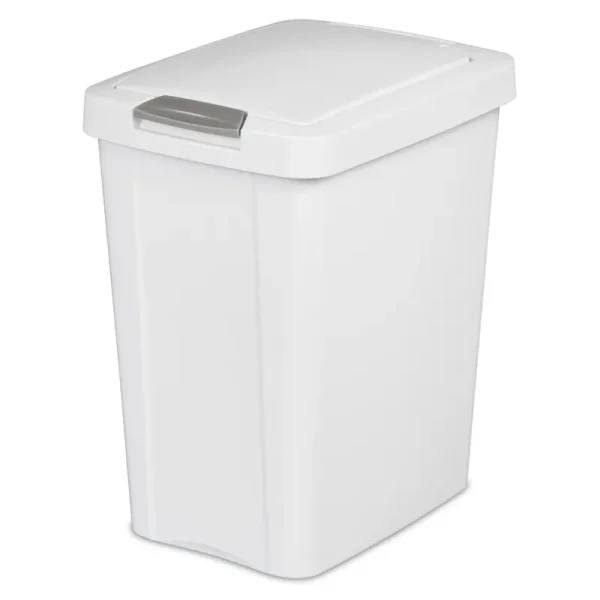 Sterilite TouchTop Wastebasket, White, 7.5 Gallon