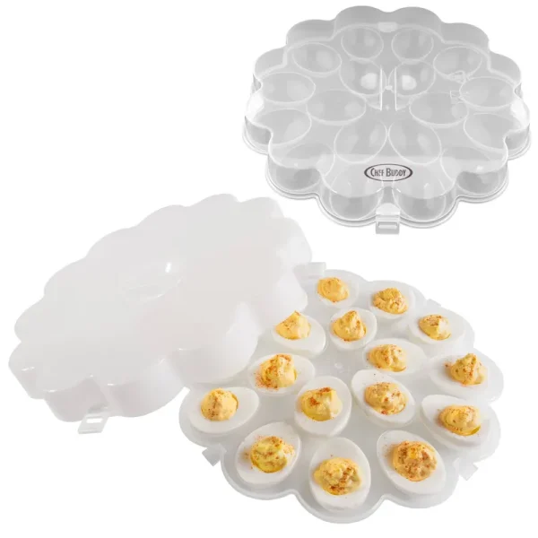 Chef Buddy Deviled Egg Trays with Snap on Lids Set of 2