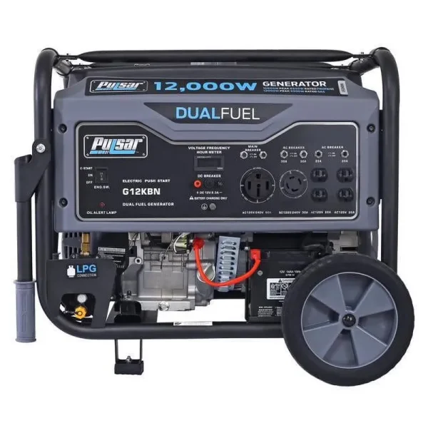 Pulsar 12, 000W Dual Fuel Portable Generator in Space Gray with Electric Start, G12KBN