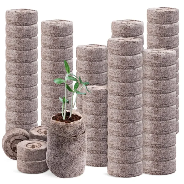 Max Shape 100 Pcs Peat Pellets Plant Starter,30MM Plant Starting Plugs,Fiber Soil Direct Plant Seeding Starters Peat Pellets for Seedlings
